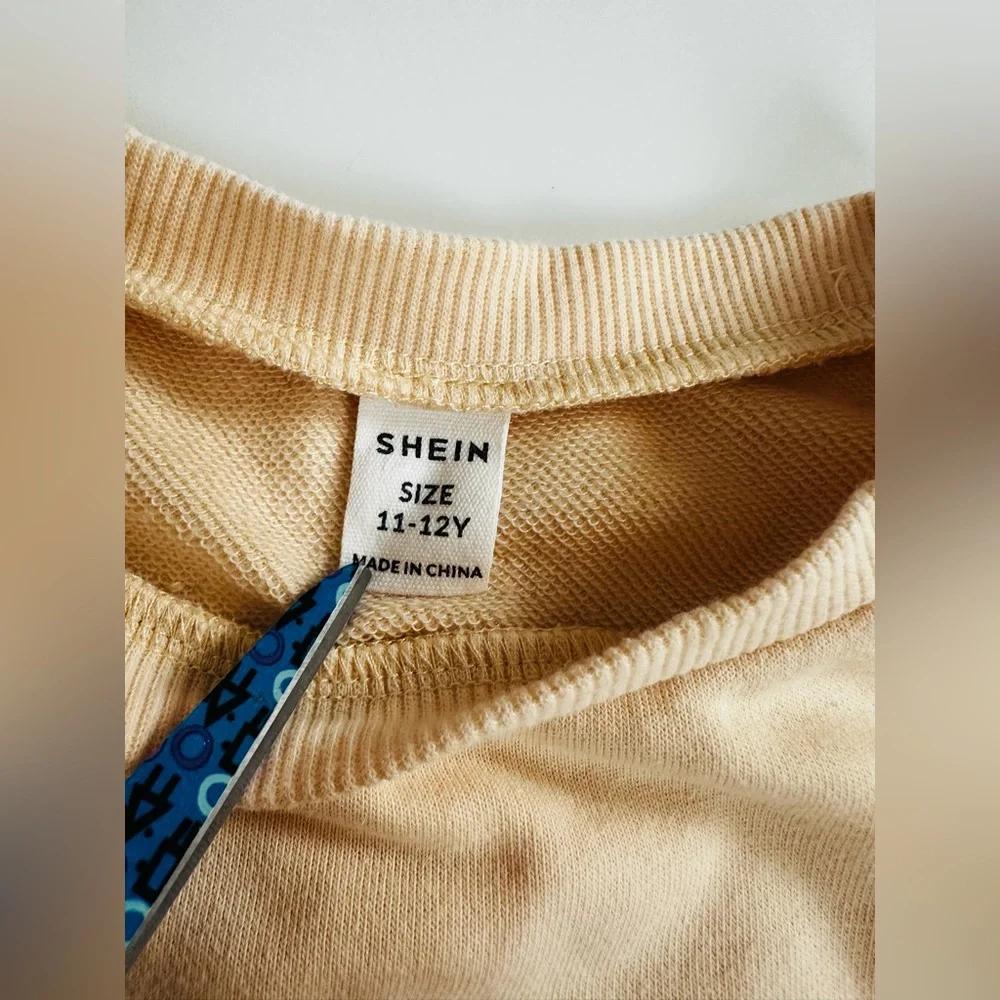 SHEIN Beige Malibu Crewneck Sweater